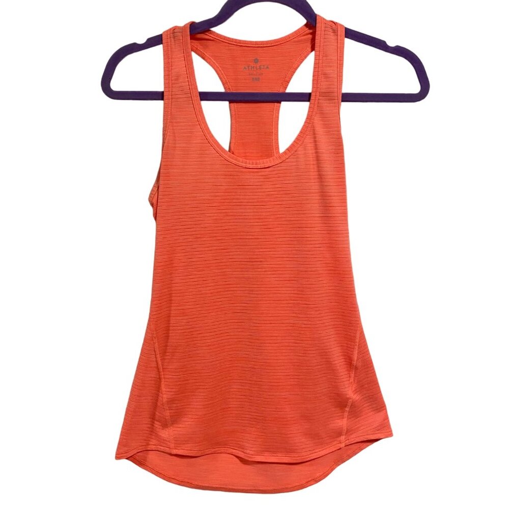 Athleta‎ Shadow Stripe Chi Tank Top Ember Orange Size XXS